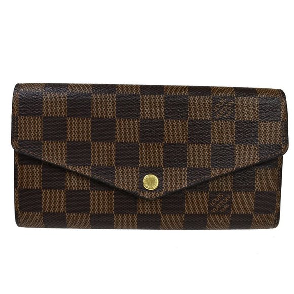 Auth LOUIS VUITTON Portefeuille Sarah Long Bifold Wallet Damier Ebene - Picture 1 of 8